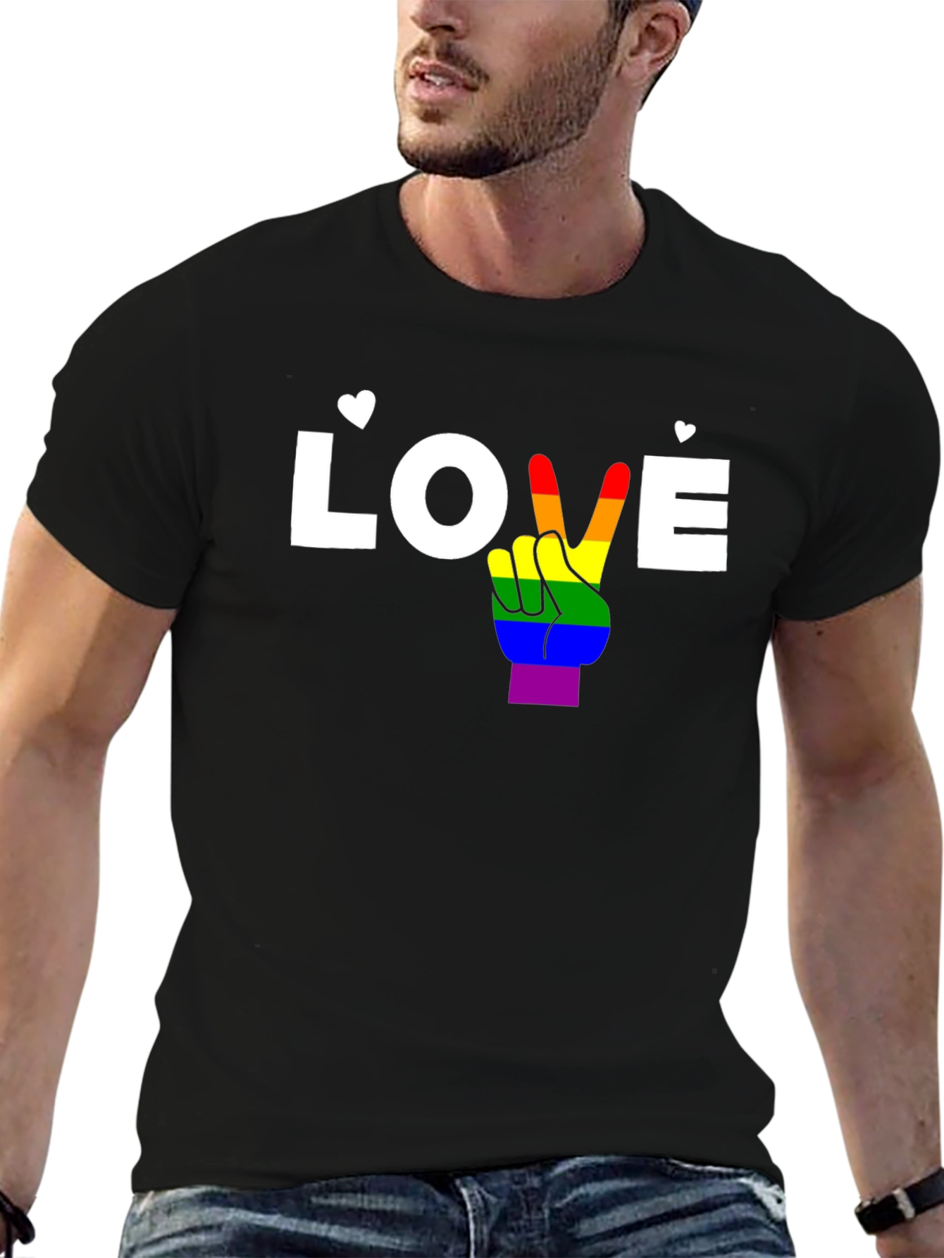 Camiseta Negra Love LGBTQ+ con Diseño Único