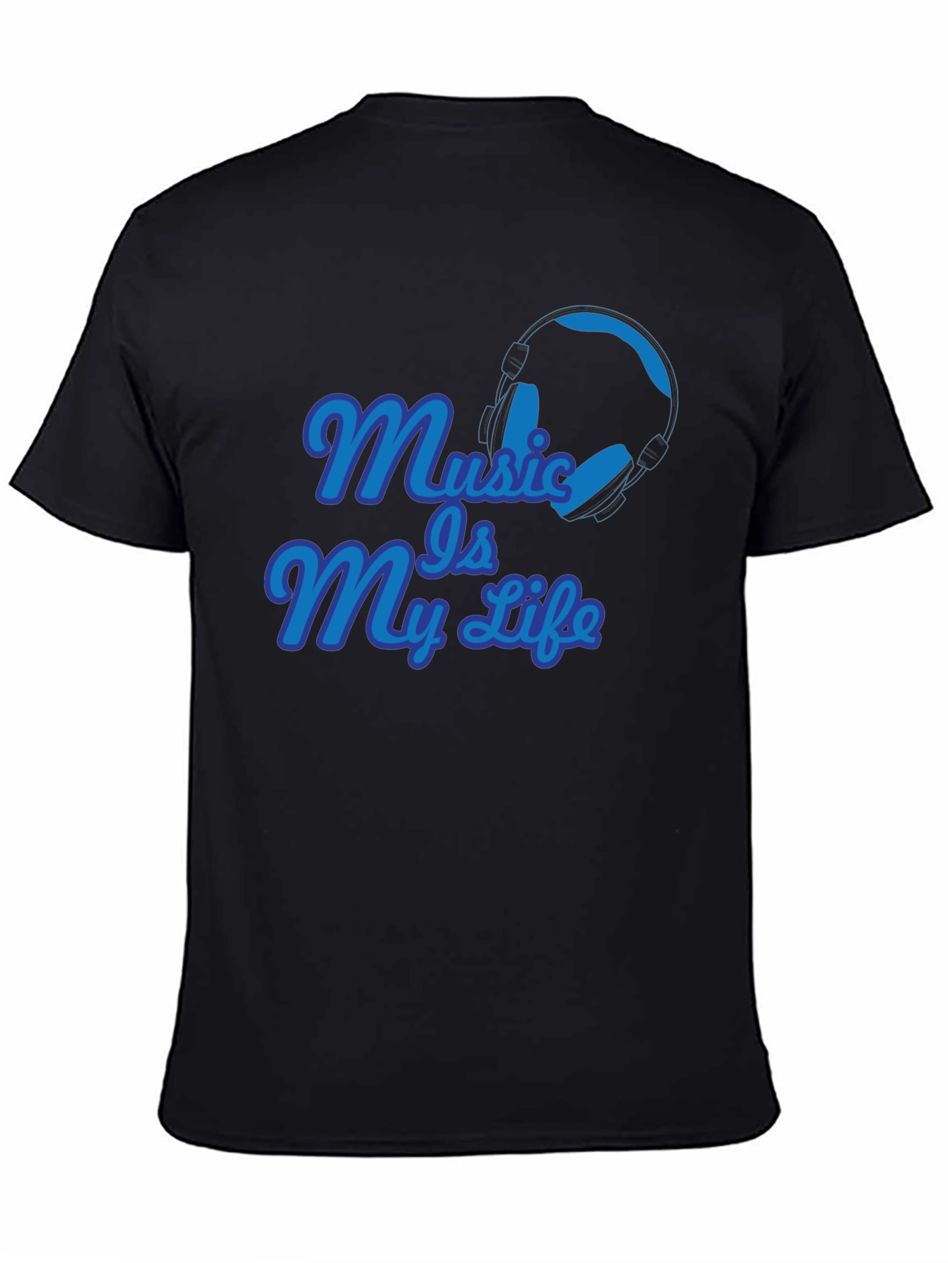 Camiseta Negra Music Is My Life con Audífonos