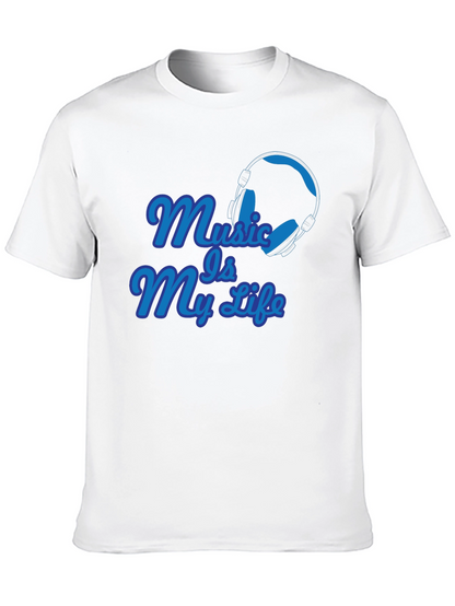 Camiseta Negra Music Is My Life con Audífonos