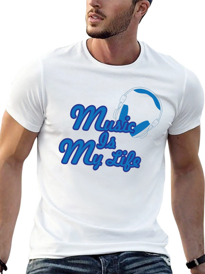 Camiseta Negra Music Is My Life con Audífonos