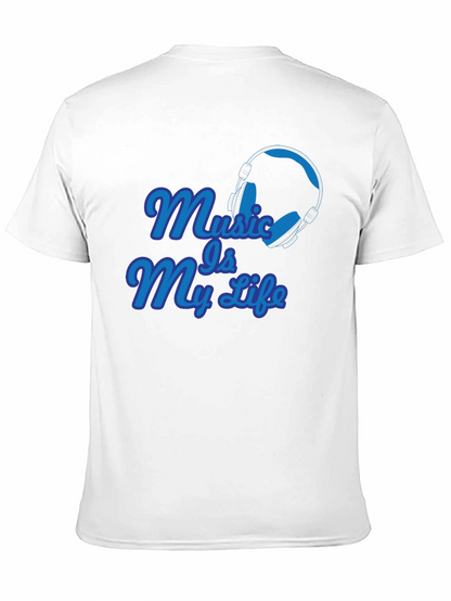 Camiseta Negra Music Is My Life con Audífonos