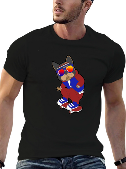 Camiseta Negra con Diseño de Bulldog Skater