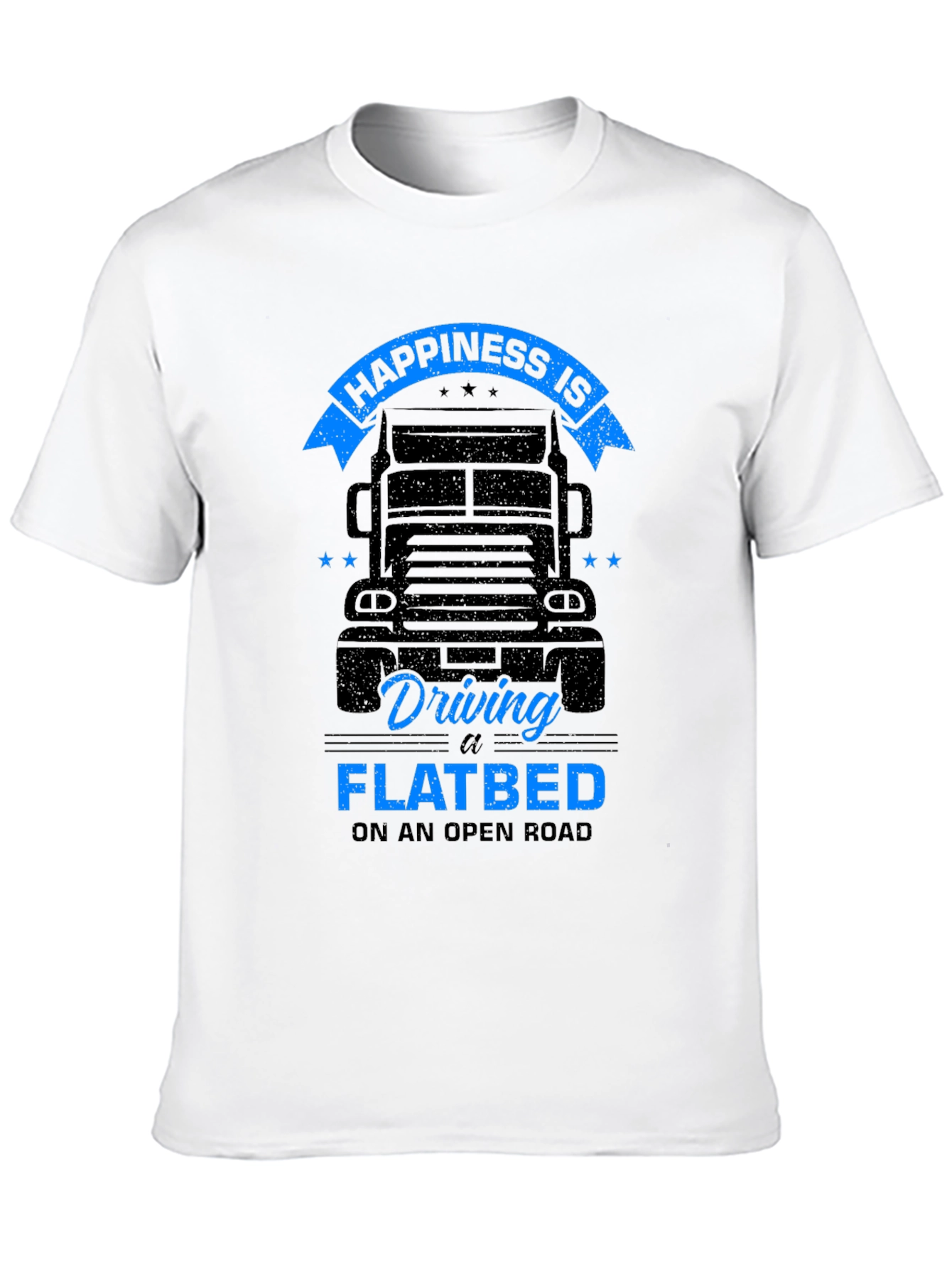 Camiseta Negra Happiness is Driving a Flatbed