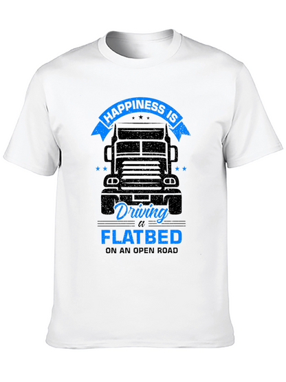 Camiseta Negra Happiness is Driving a Flatbed