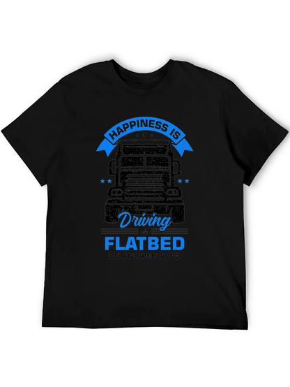 Camiseta Negra Happiness is Driving a Flatbed