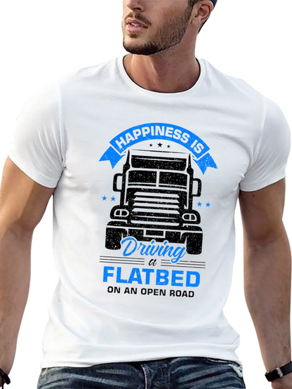 Camiseta Negra Happiness is Driving a Flatbed