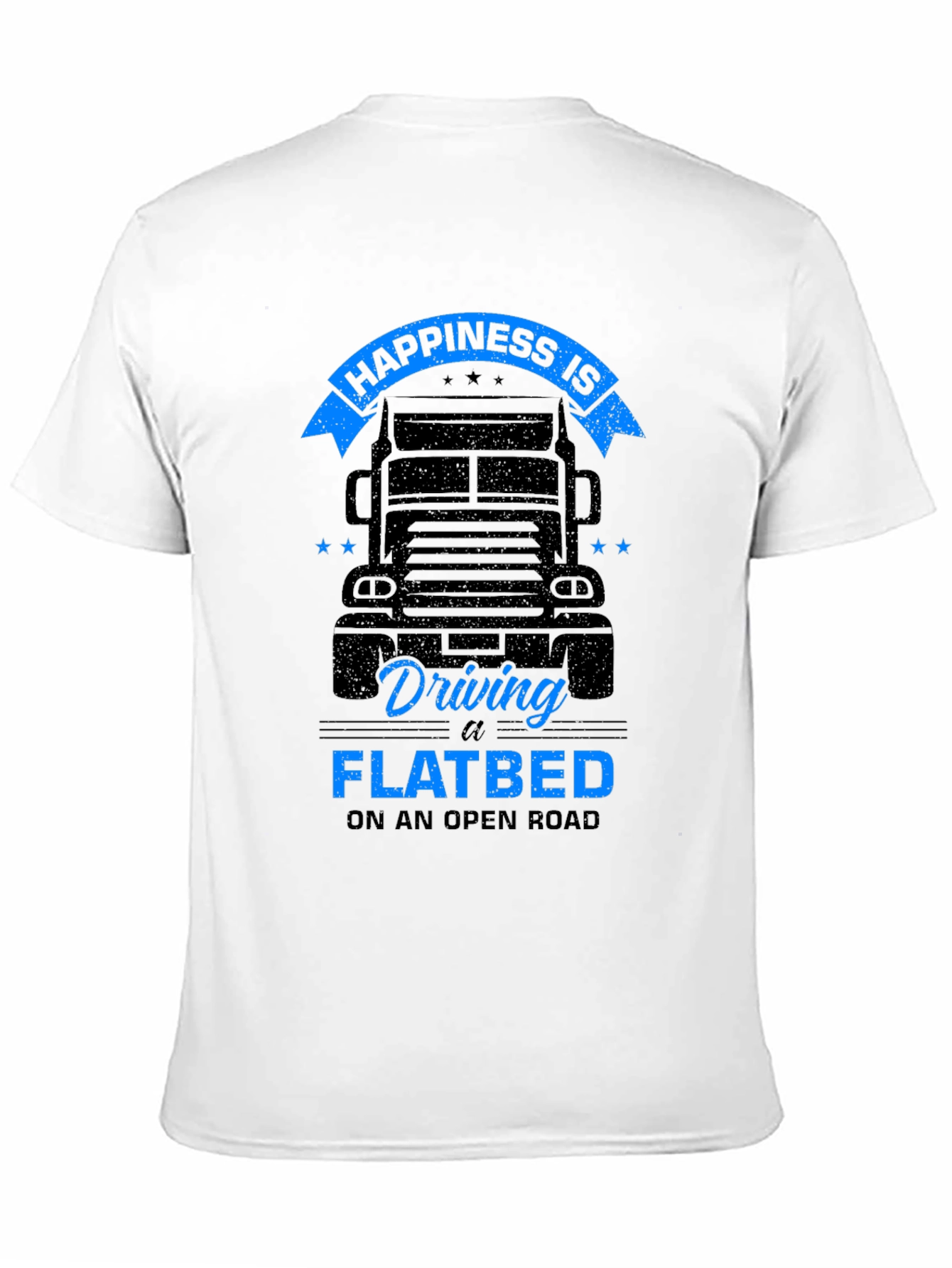 Camiseta Negra Happiness is Driving a Flatbed