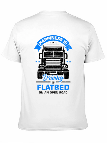 Camiseta Negra Happiness is Driving a Flatbed