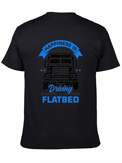 Camiseta Negra Happiness is Driving a Flatbed