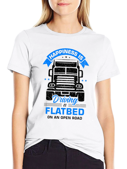 Camiseta Negra Happiness is Driving a Flatbed