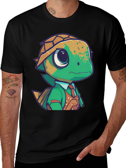 Camiseta Negra con Diseño de Tortuga Elegante