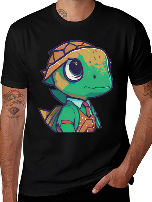 Camiseta Negra con Diseño de Tortuga Elegante