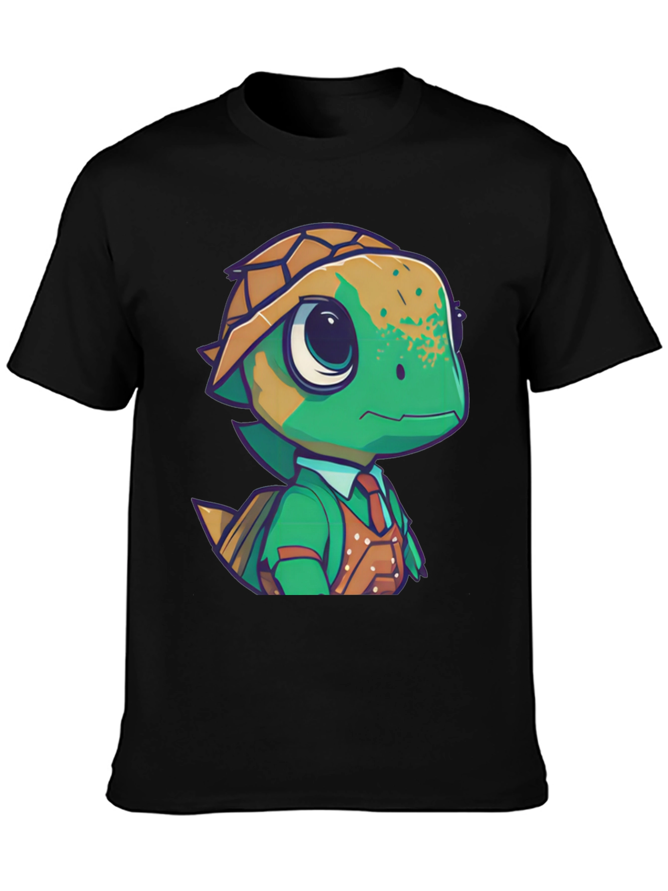 Camiseta Negra con Diseño de Tortuga Elegante