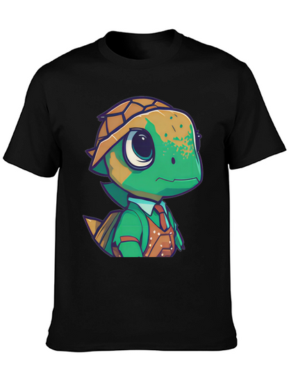 Camiseta Negra con Diseño de Tortuga Elegante