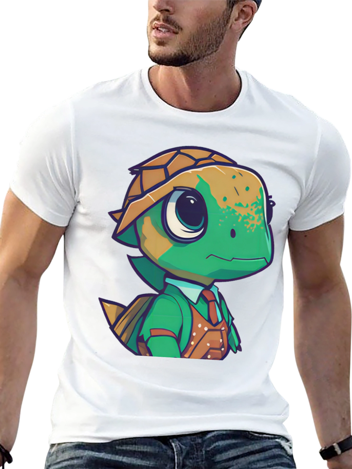 Camiseta Negra con Diseño de Tortuga Elegante
