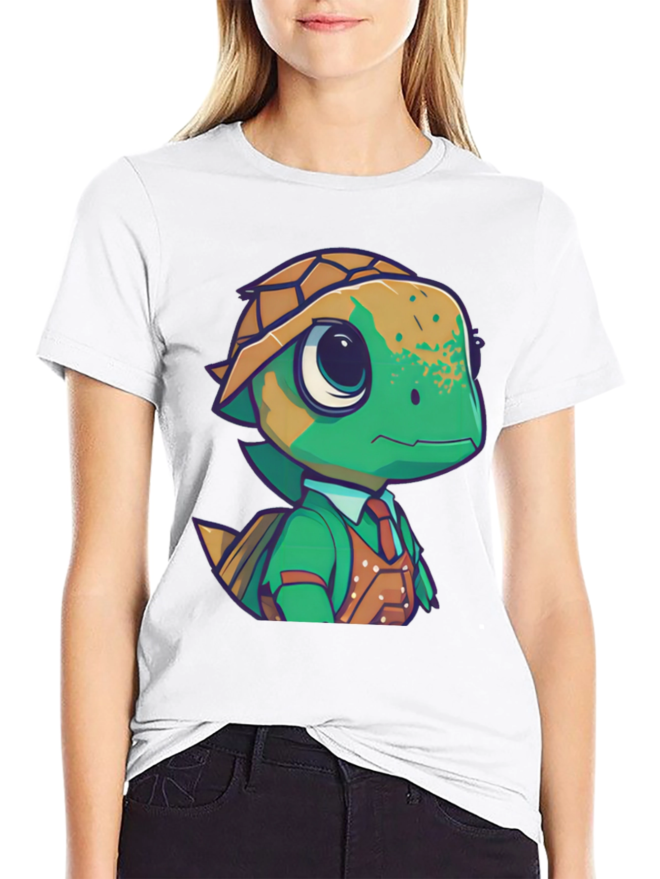 Camiseta Negra con Diseño de Tortuga Elegante