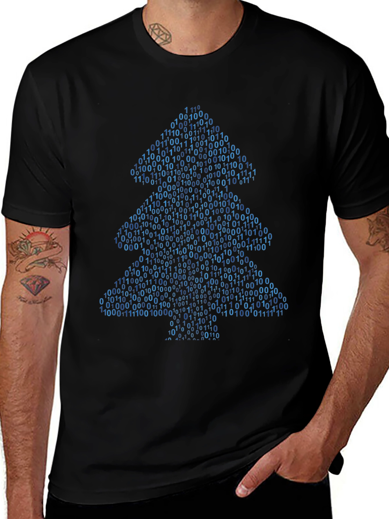 Camiseta Hombre Árbol Binario Navideño