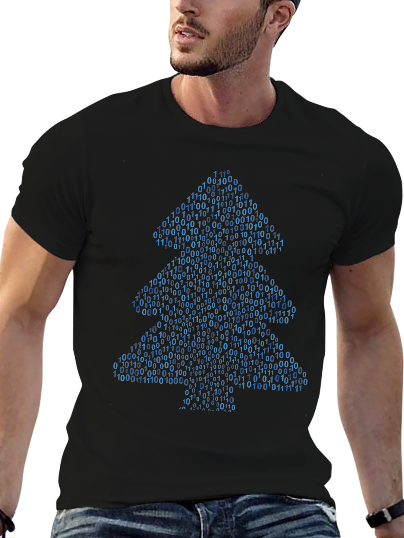 Camiseta Hombre Árbol Binario Navideño