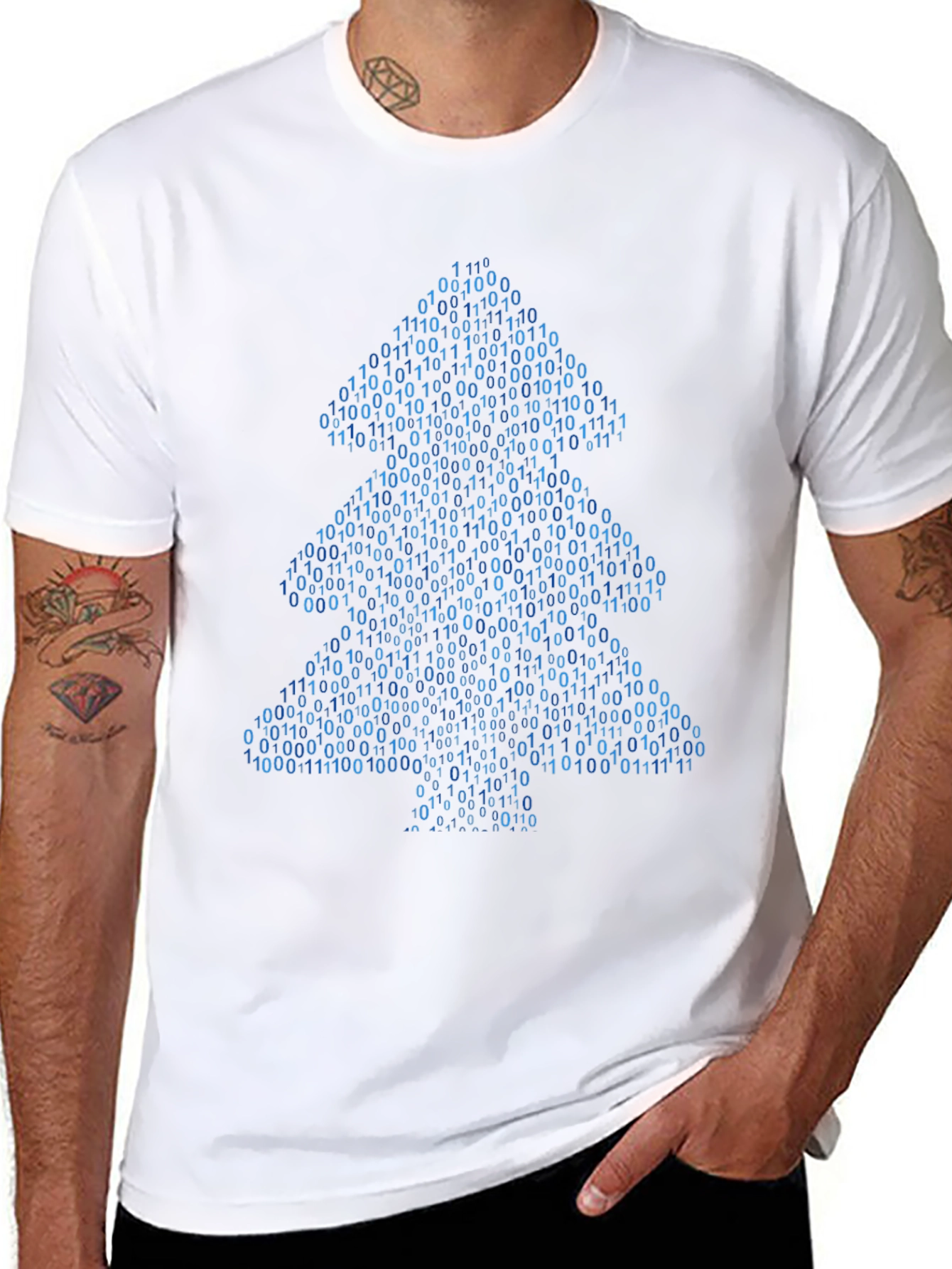 Camiseta Hombre Árbol Binario Navideño