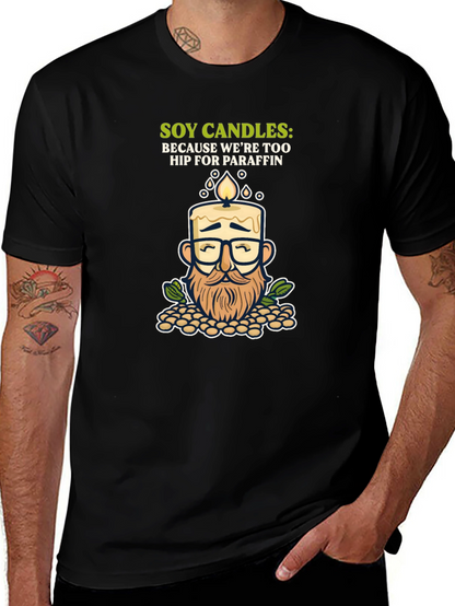 Camiseta Negra con Diseño de Vela de Soja