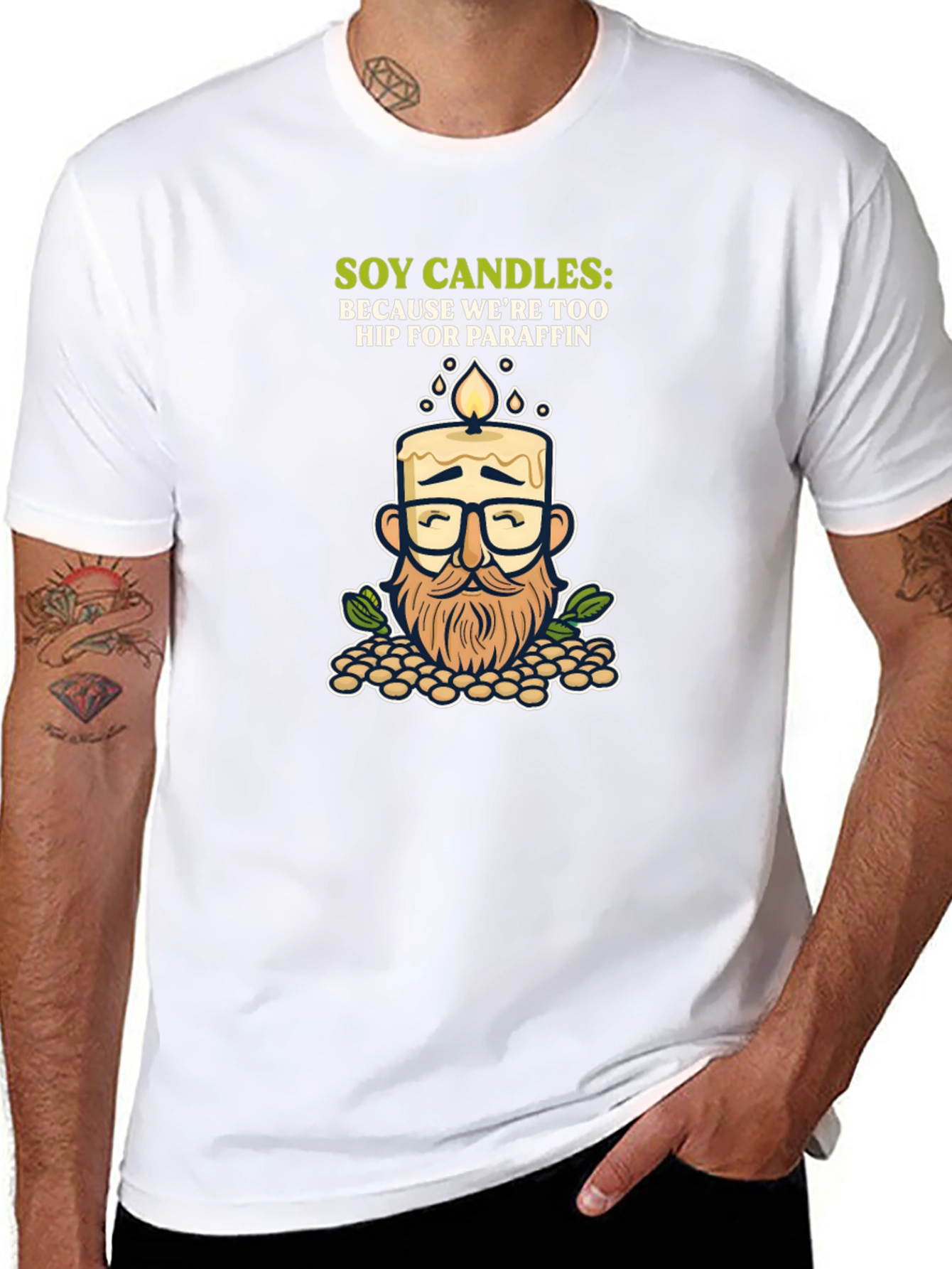Camiseta Negra con Diseño de Vela de Soja