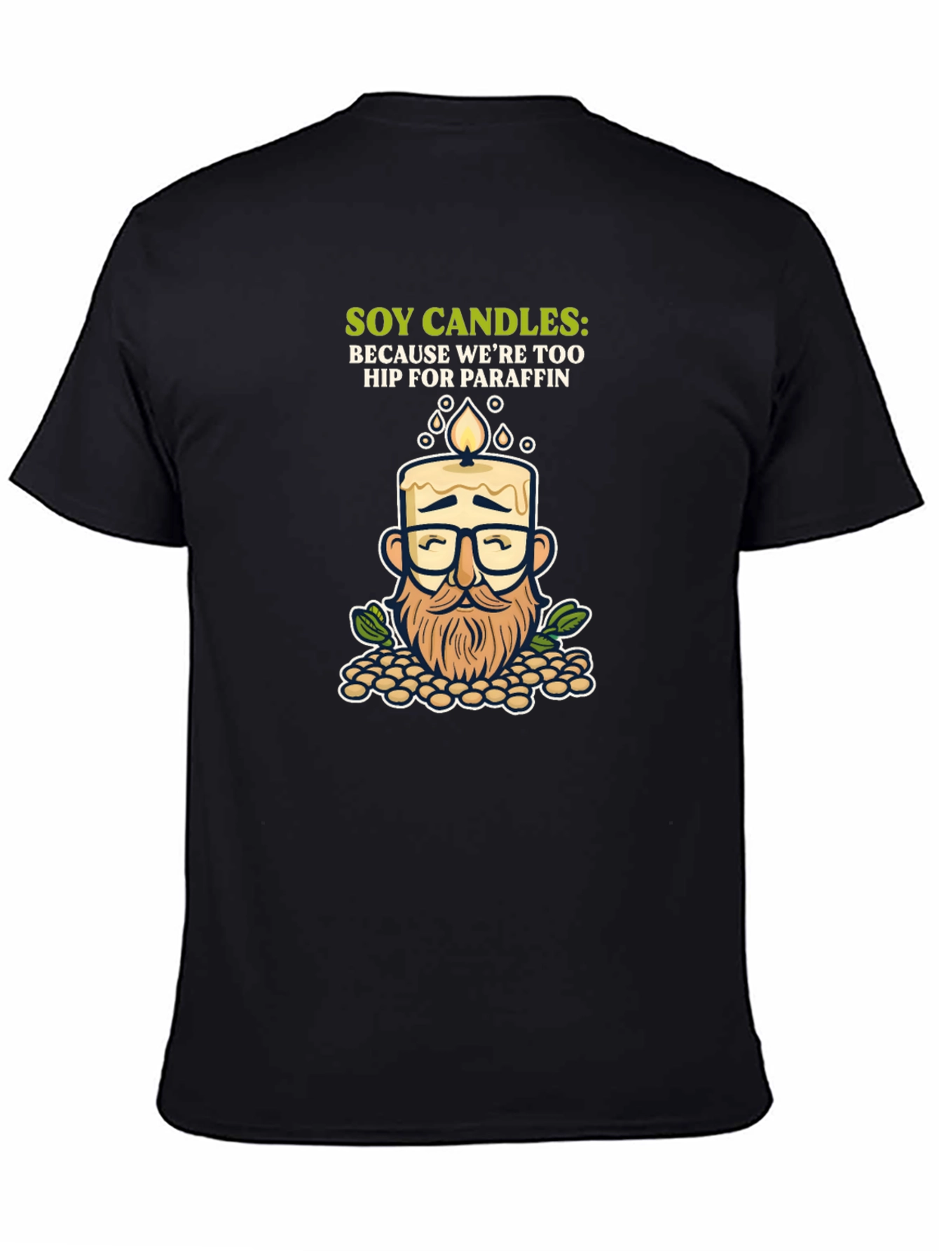 Camiseta Negra con Diseño de Vela de Soja
