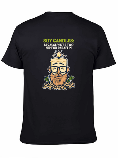 Camiseta Negra con Diseño de Vela de Soja