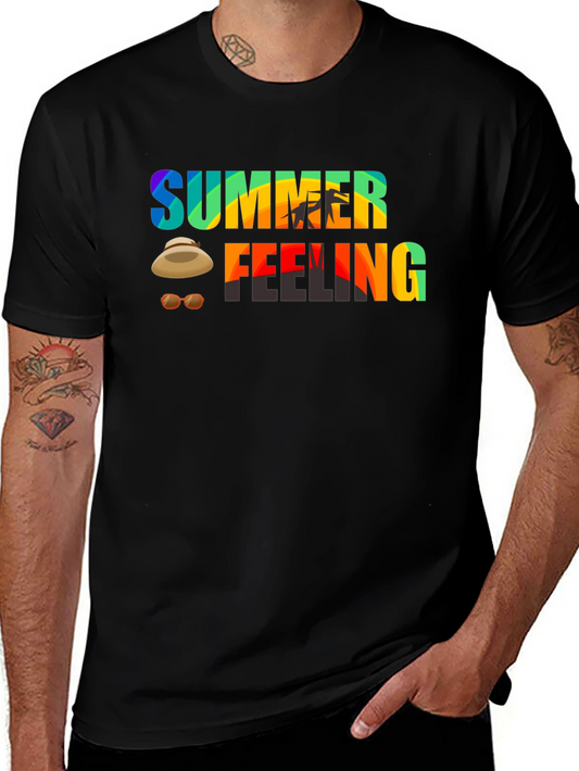 Camiseta Negra con Diseño de Verano