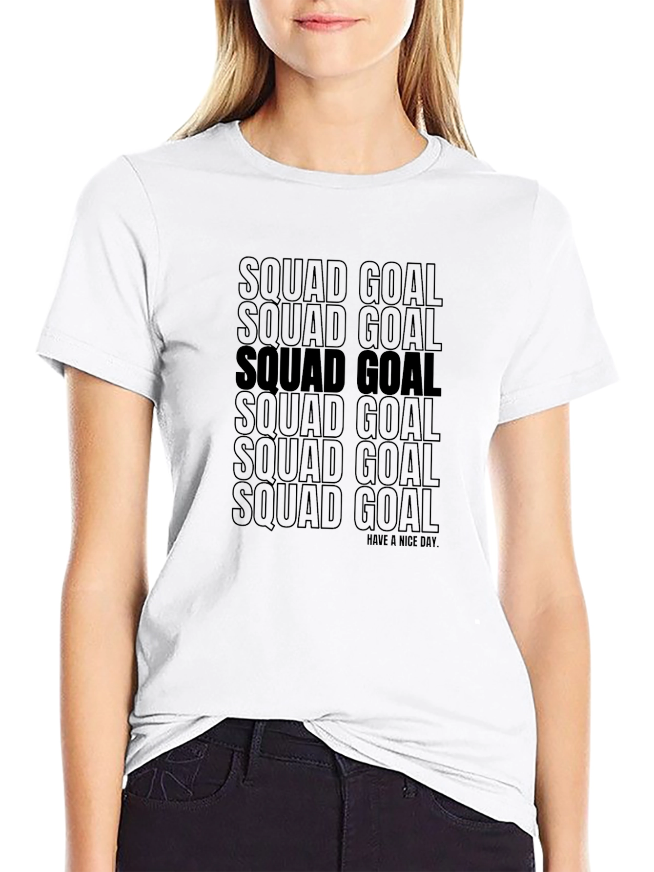 Camiseta Negra Squad Goal - Diseño Moderno