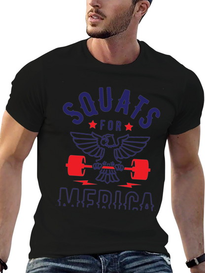 Camiseta Hombre: Squats for America - Negra