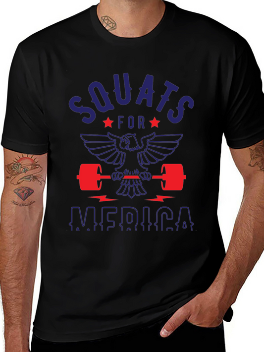 Camiseta Hombre: Squats for America - Negra