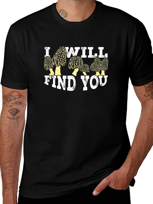 Camiseta Negra I Will Find You con Diseño de Setas