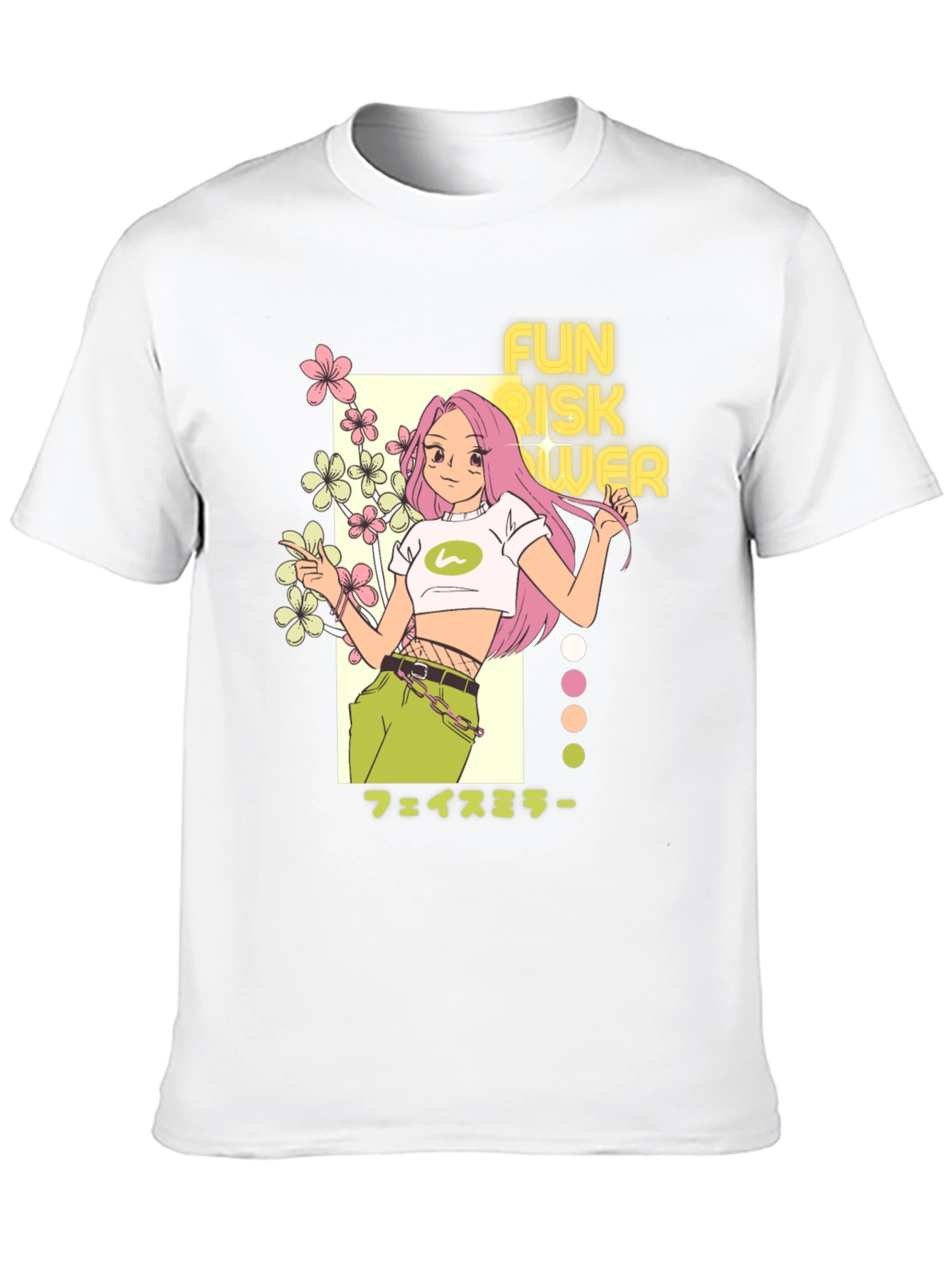 Camiseta Negra con Diseño Anime Fun Risk Flower
