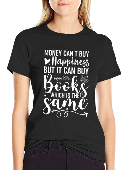 Camiseta Negra: Libros = Felicidad