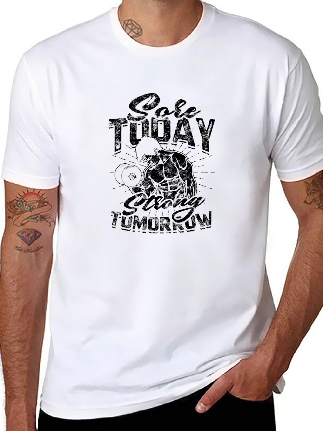 Camiseta Negra Sore Today Strong Tomorrow Fitness