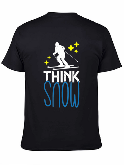 Camiseta Negra Think Snow para Amantes del Esquí