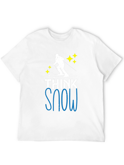 Camiseta Negra Think Snow para Amantes del Esquí