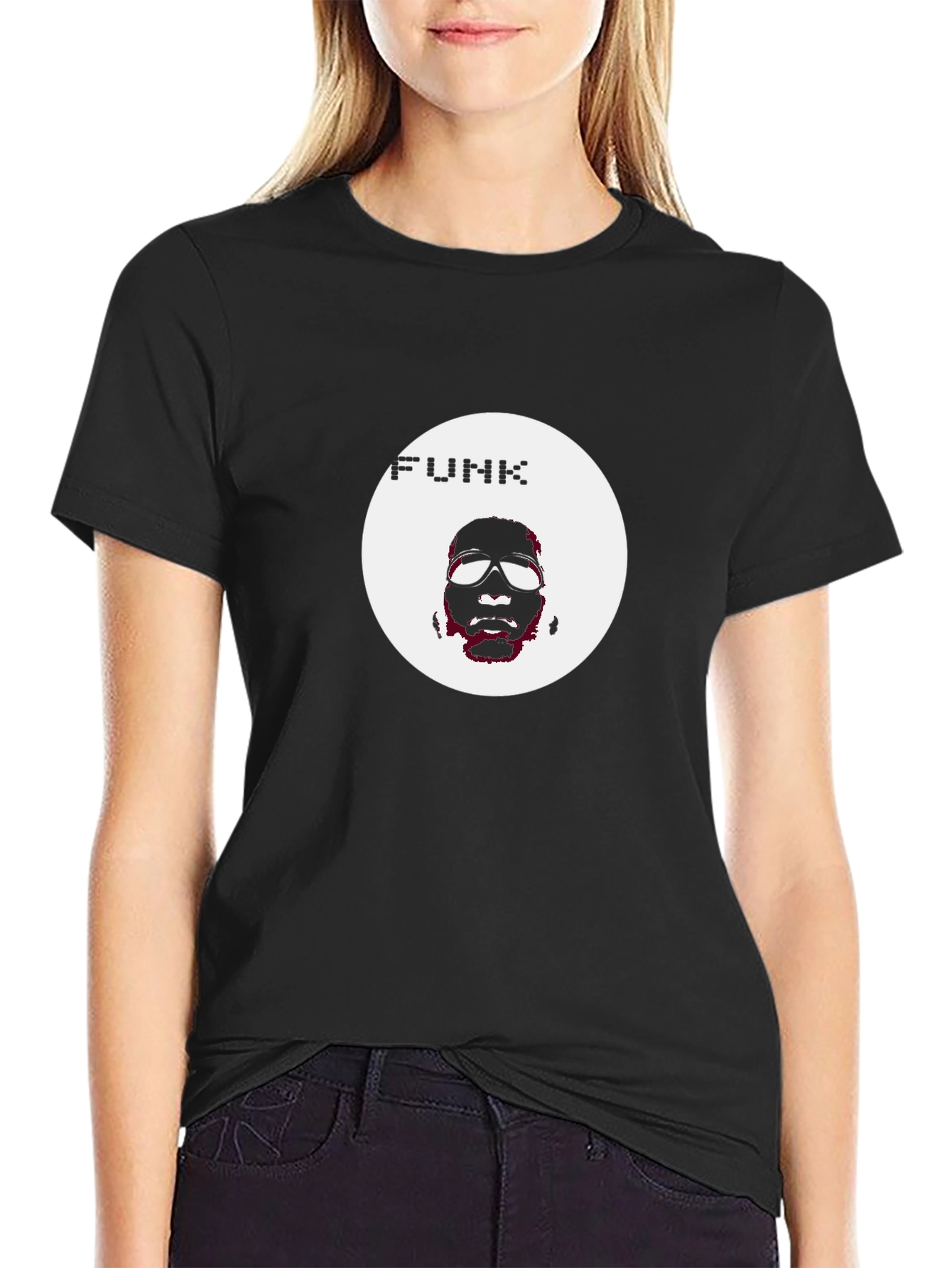 Camiseta Negra Funk Diseño Circular
