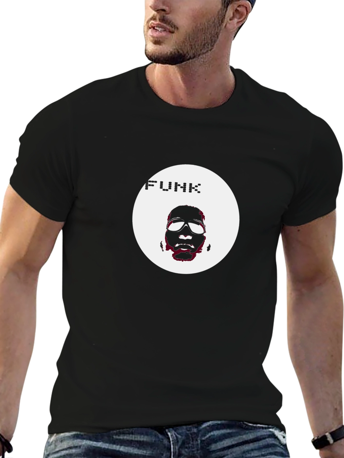 Camiseta Negra Funk Diseño Circular