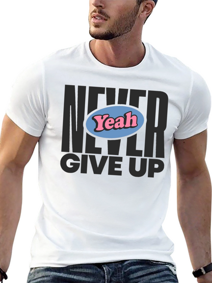 Camiseta Negra Never Give Up con Diseño Yeah