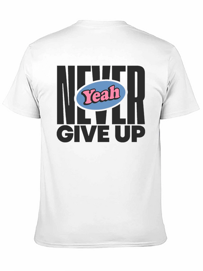 Camiseta Negra Never Give Up con Diseño Yeah
