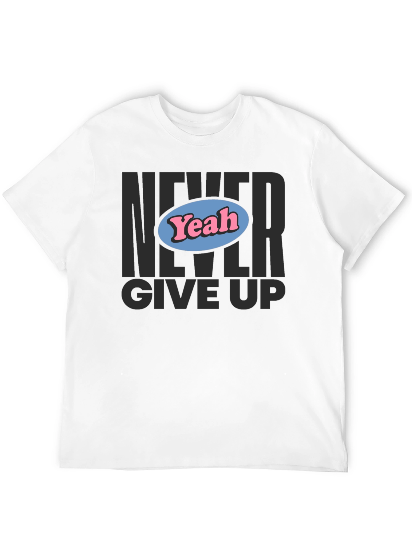 Camiseta Negra Never Give Up con Diseño Yeah