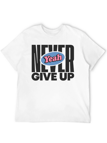 Camiseta Negra Never Give Up con Diseño Yeah