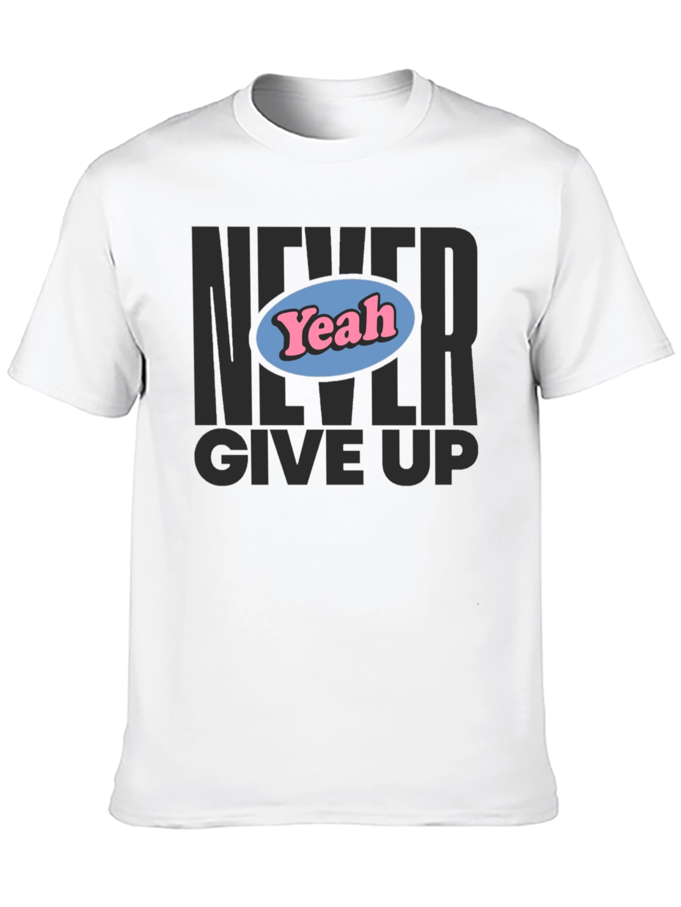 Camiseta Negra Never Give Up con Diseño Yeah