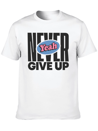 Camiseta Negra Never Give Up con Diseño Yeah