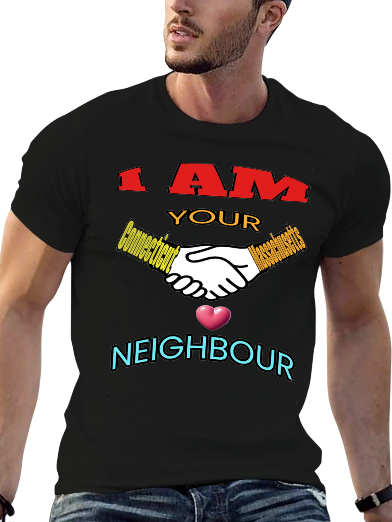 Camiseta Negra: I AM YOUR NEIGHBOUR