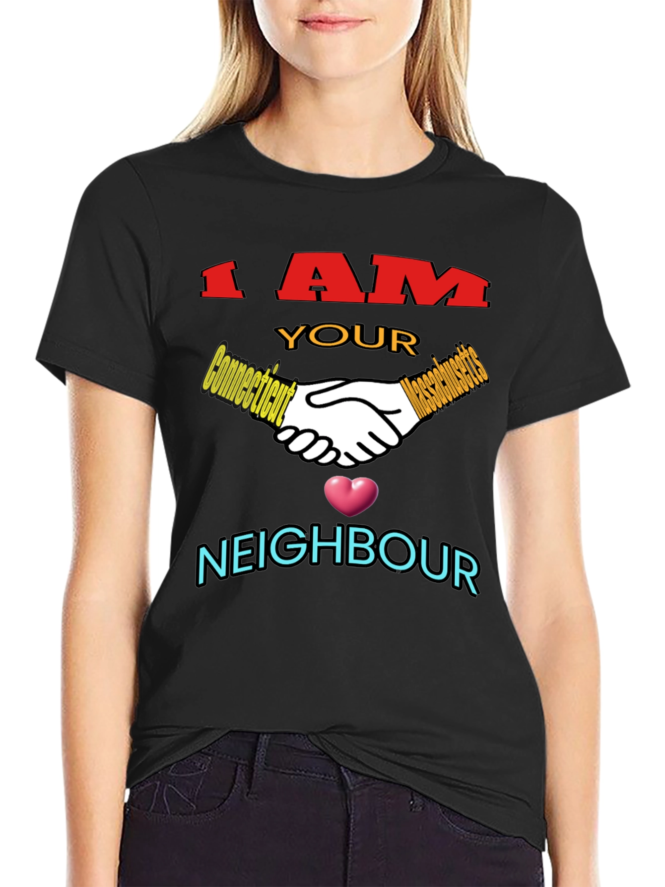Camiseta Negra: I AM YOUR NEIGHBOUR