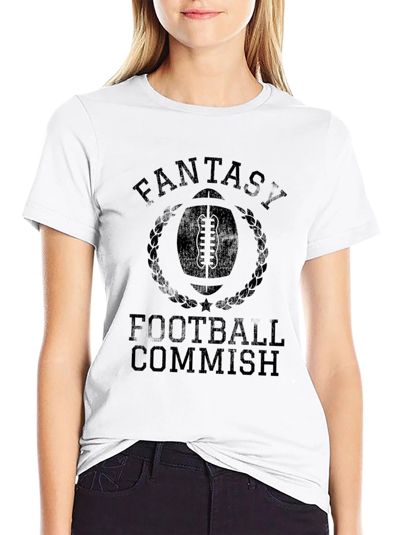 Camiseta Negra Fantasy Football Commish para Fanáticos del Fútbol