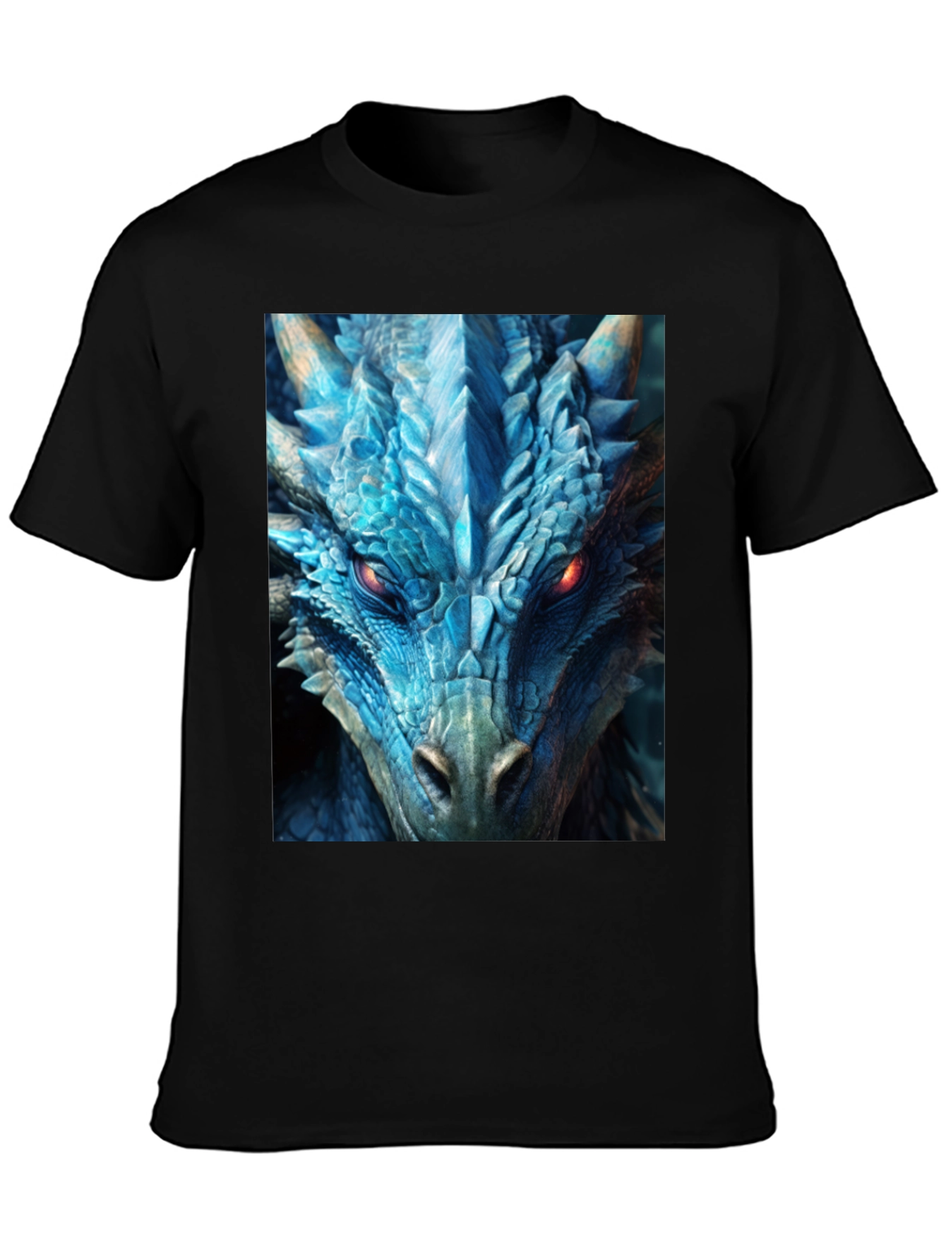 Camiseta Negra Dragón Azul Intenso