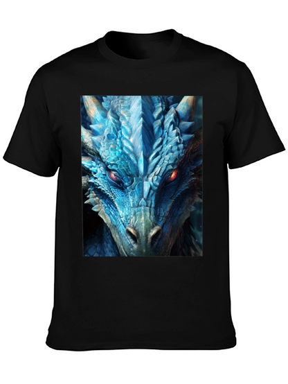 Camiseta Negra Dragón Azul Intenso
